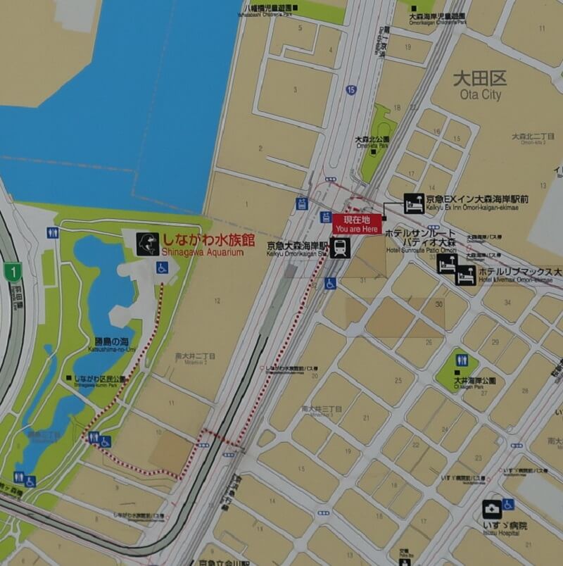 京浜急行線「大森海岸駅」からしながわ水族館までの行き方
